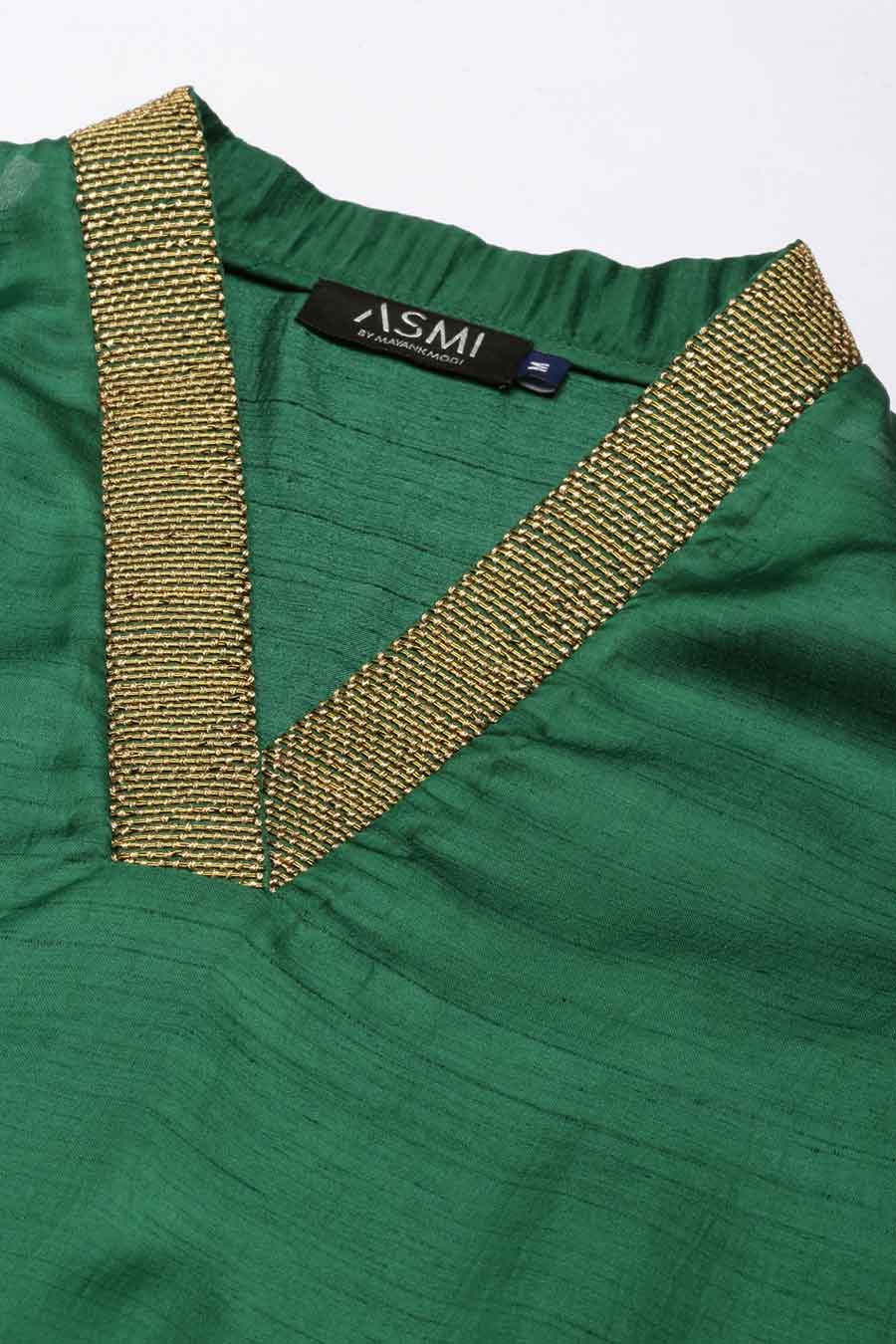 Bottle Green Embroidered Dress