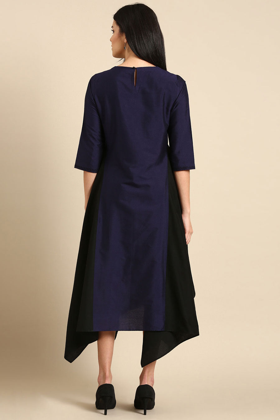 Blue & Black Panel Dress