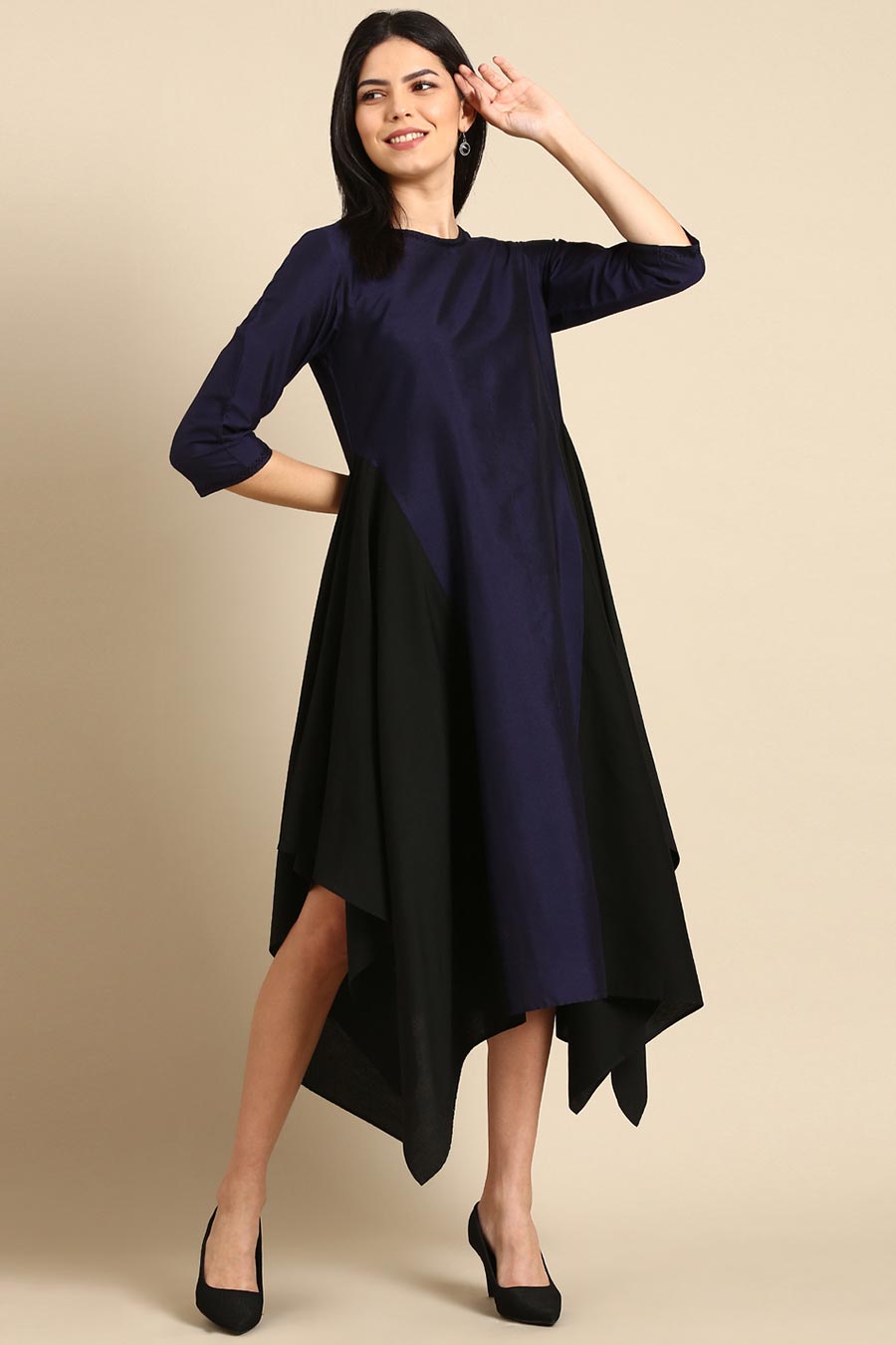 Blue & Black Panel Dress