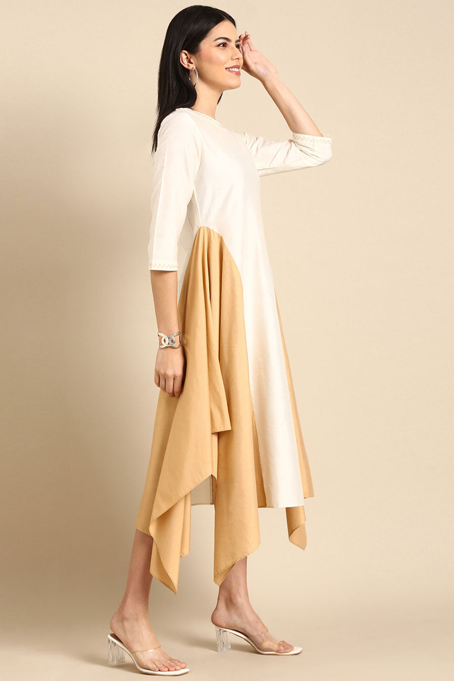 Ivory & Gold Panel Dress