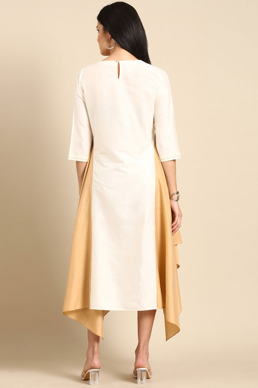 Ivory & Gold Panel Dress