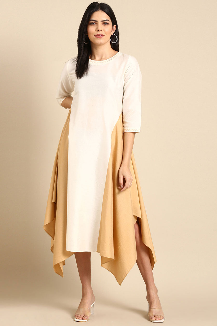 Ivory & Gold Panel Dress