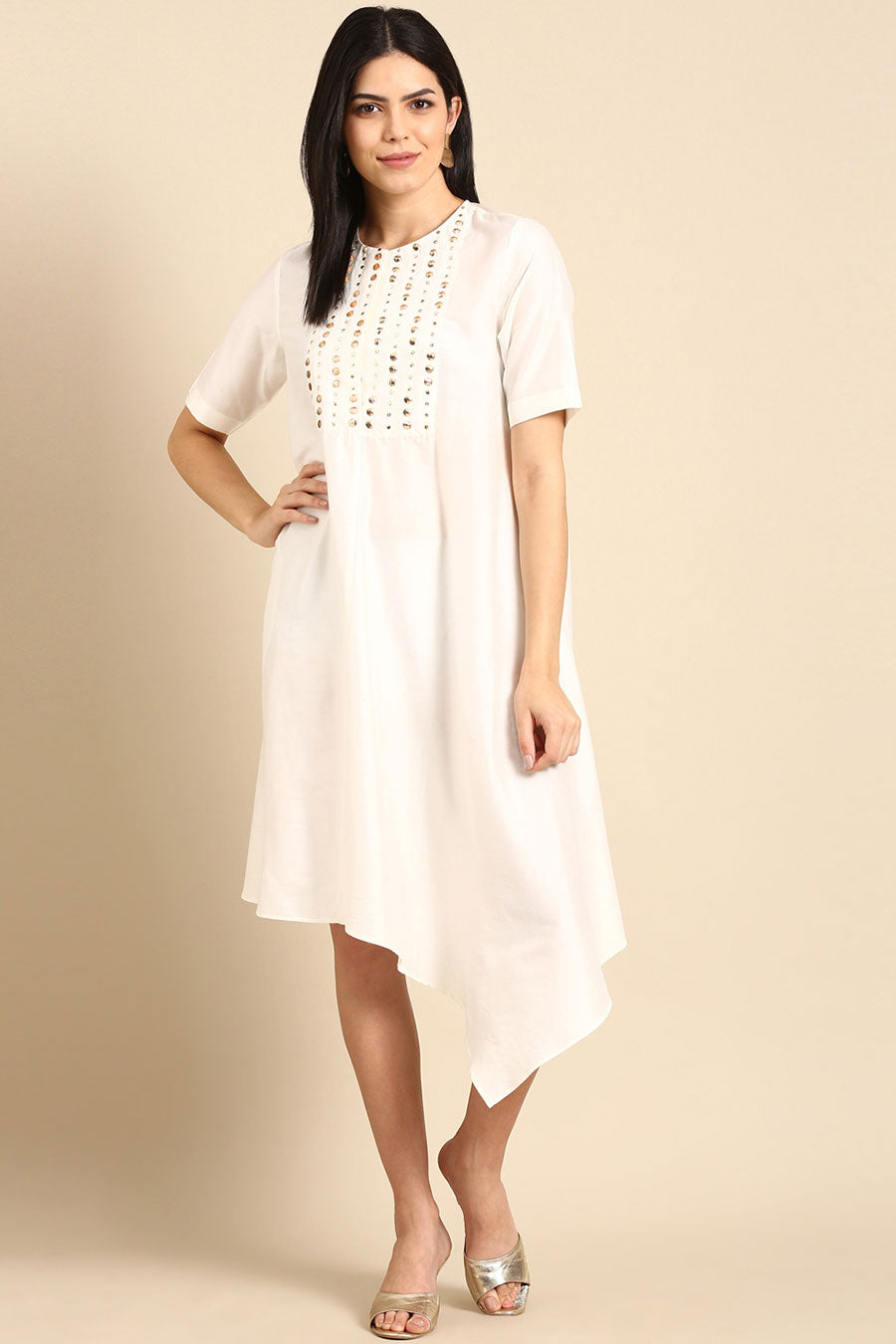 Ivory Embroidered Dress