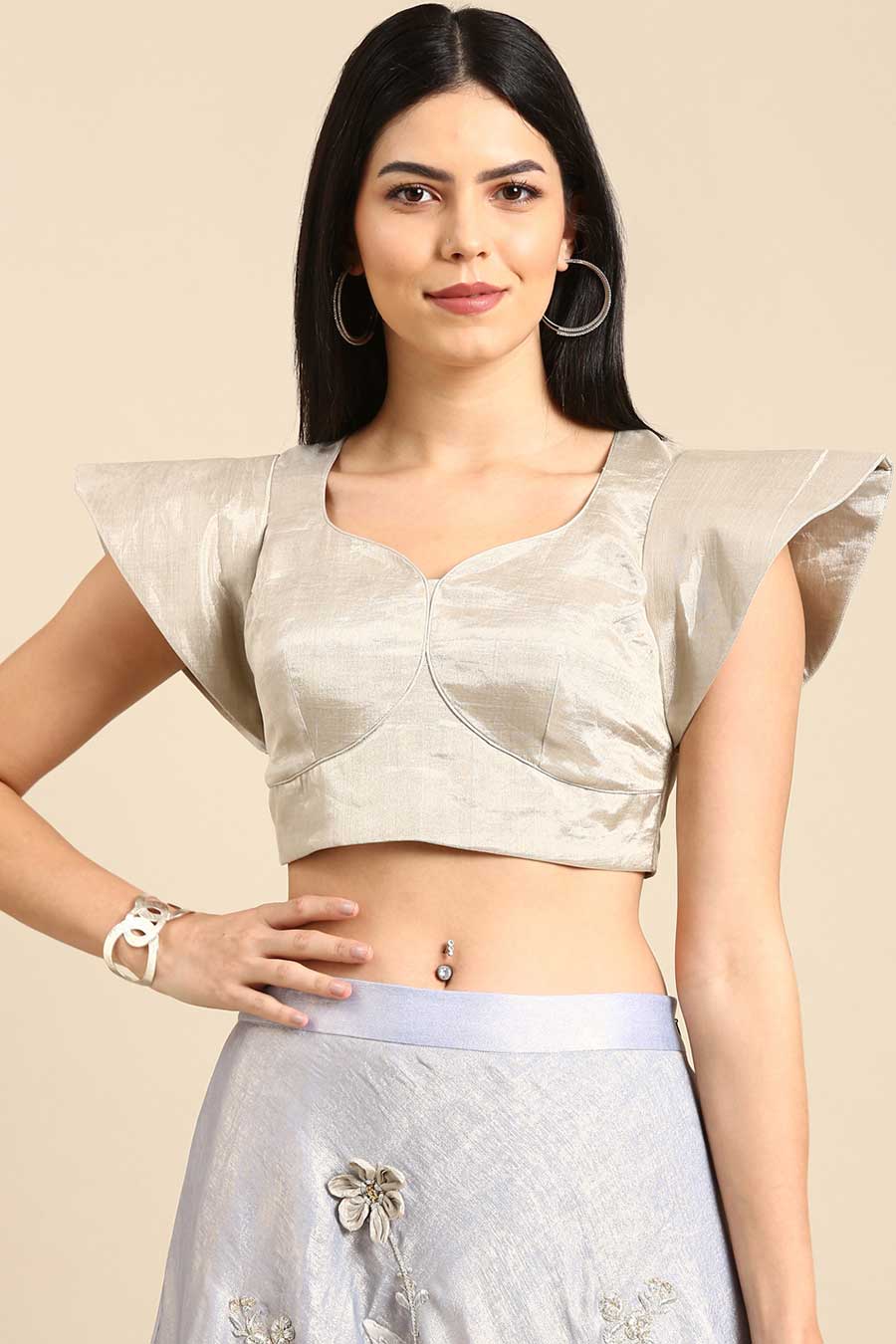 Silver Gold Flared Blouse