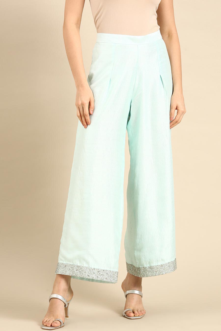 Aqua Blue Silk Asymmetric Co-Ord Set