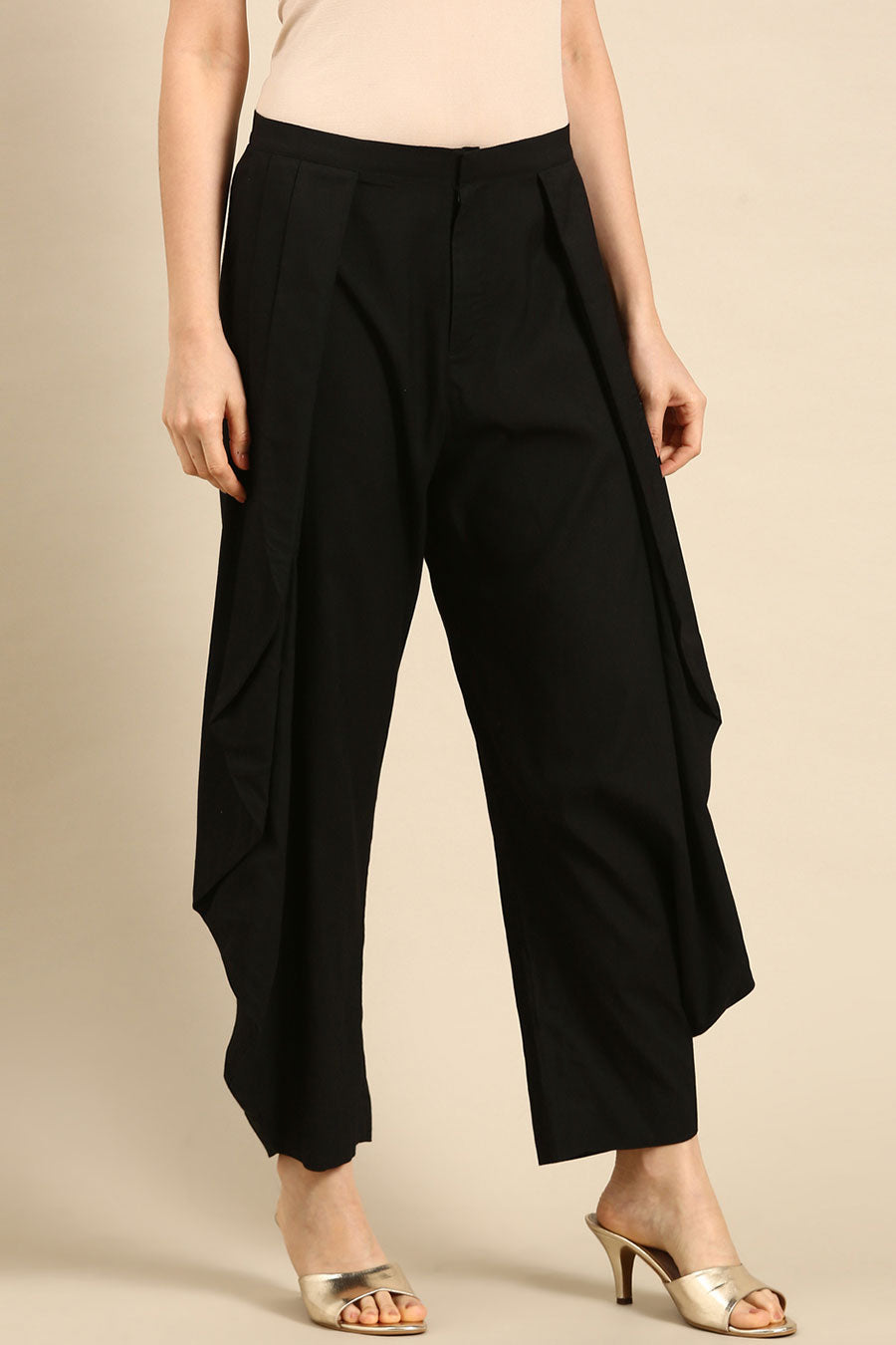 Black Silk Cotton Dhoti Pants