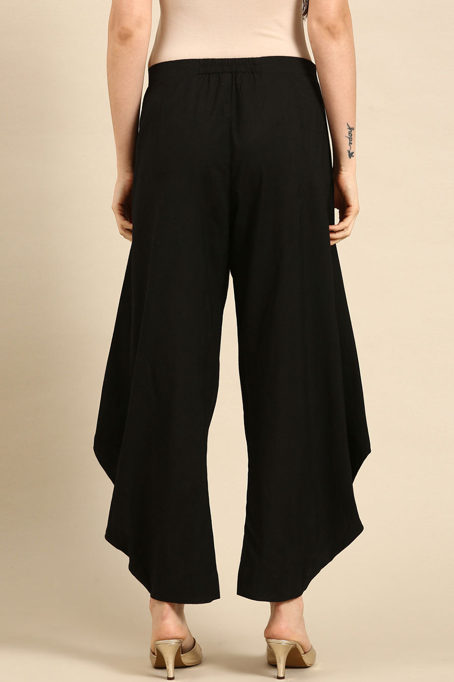 Black Silk Cotton Dhoti Pants