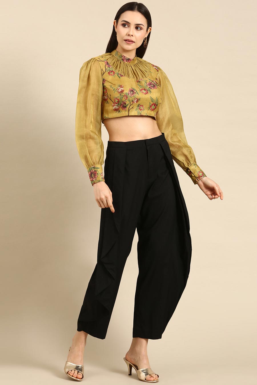 Black Silk Cotton Dhoti Pants