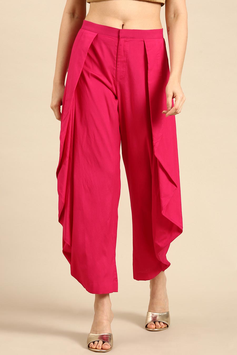 Pink Silk Cotton Dhoti Pants