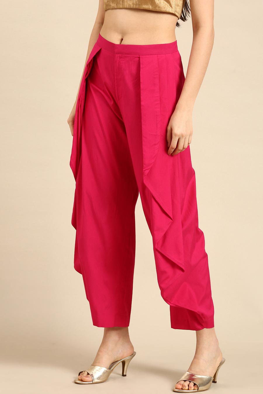 Pink Silk Cotton Dhoti Pants