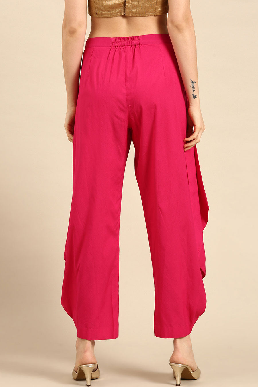 Pink Silk Cotton Dhoti Pants