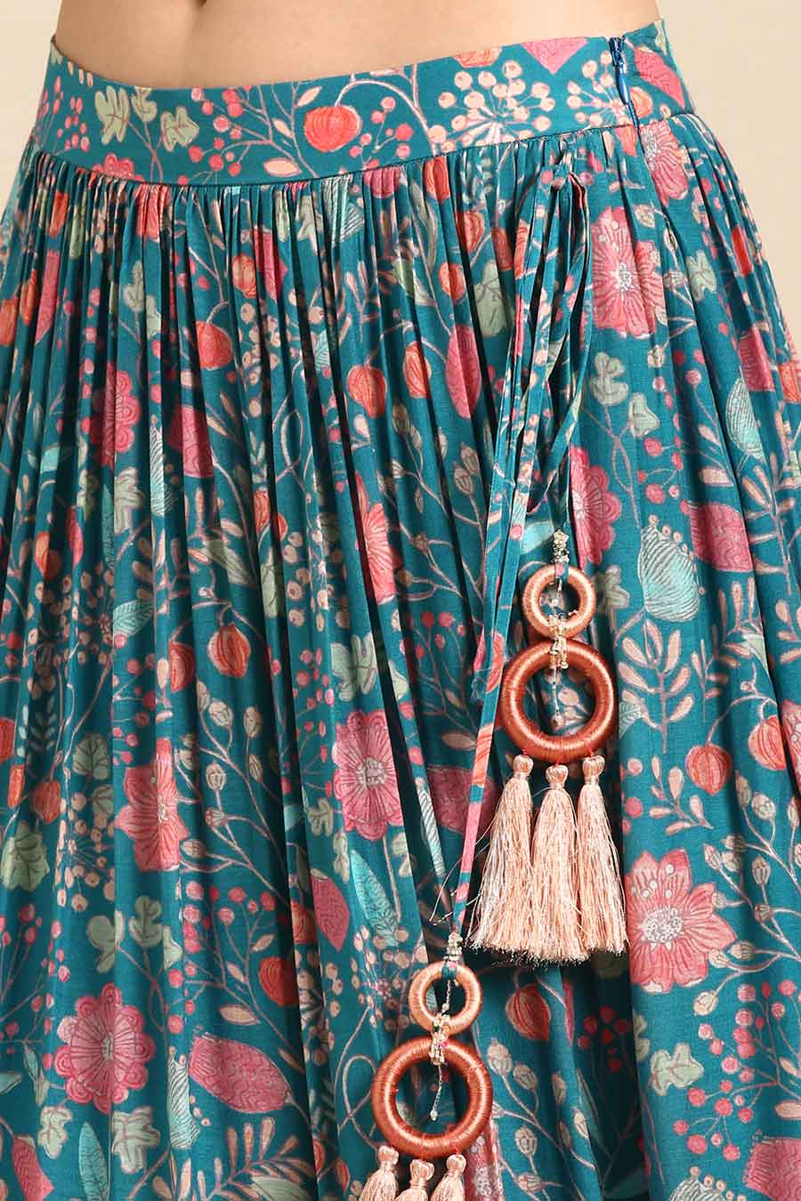 Blue & Pink Printed Lehenga