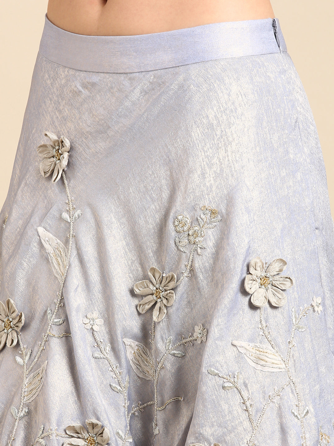 Silver & Blue Embroidered Lehenga Set