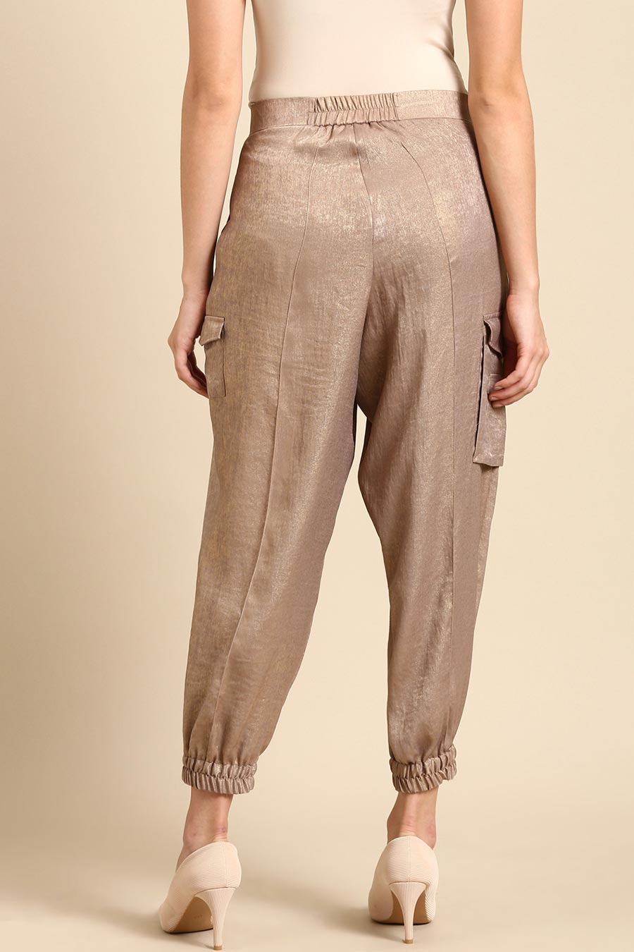 Beige Foil Pant