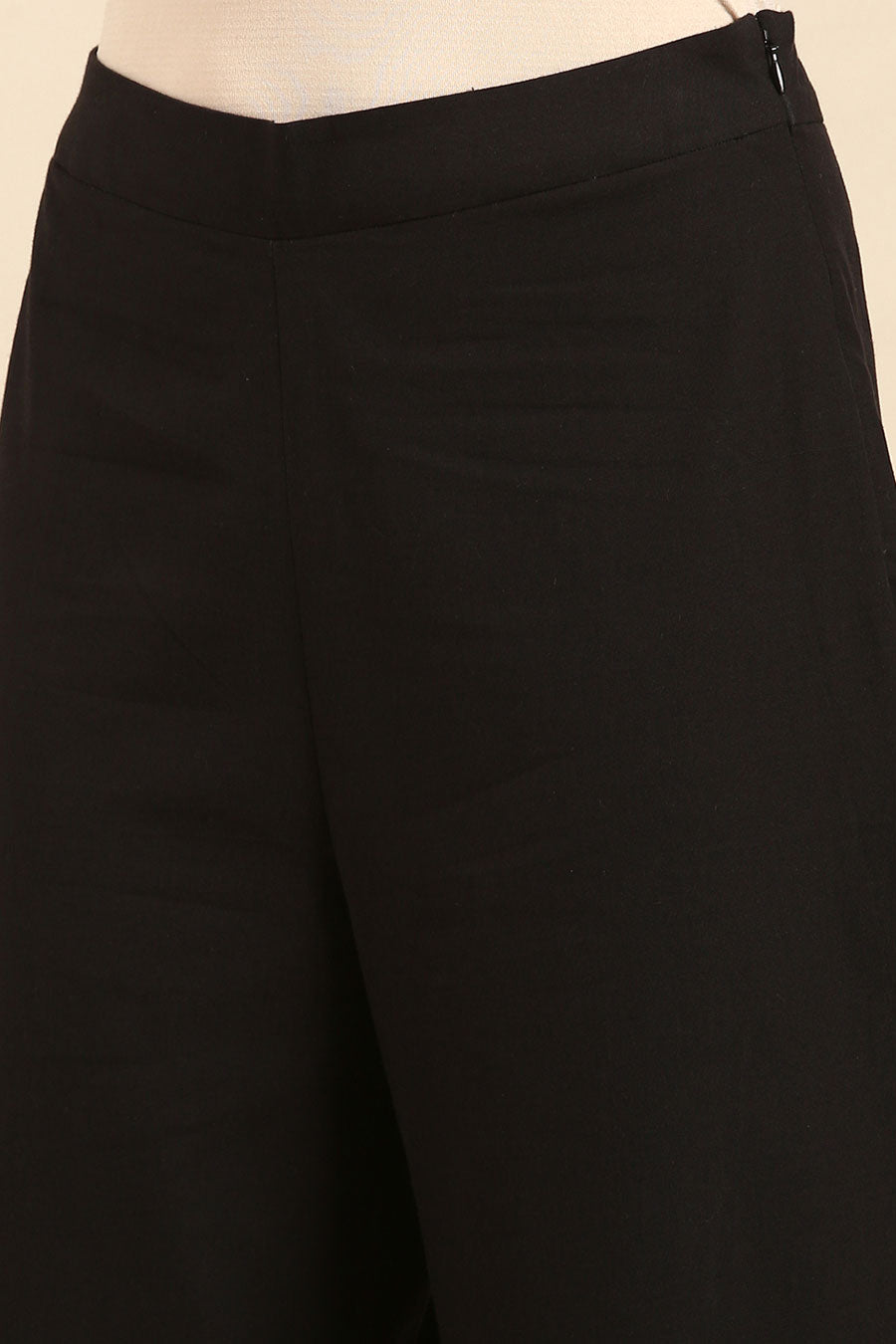 Black Cotton Embroidered Pant