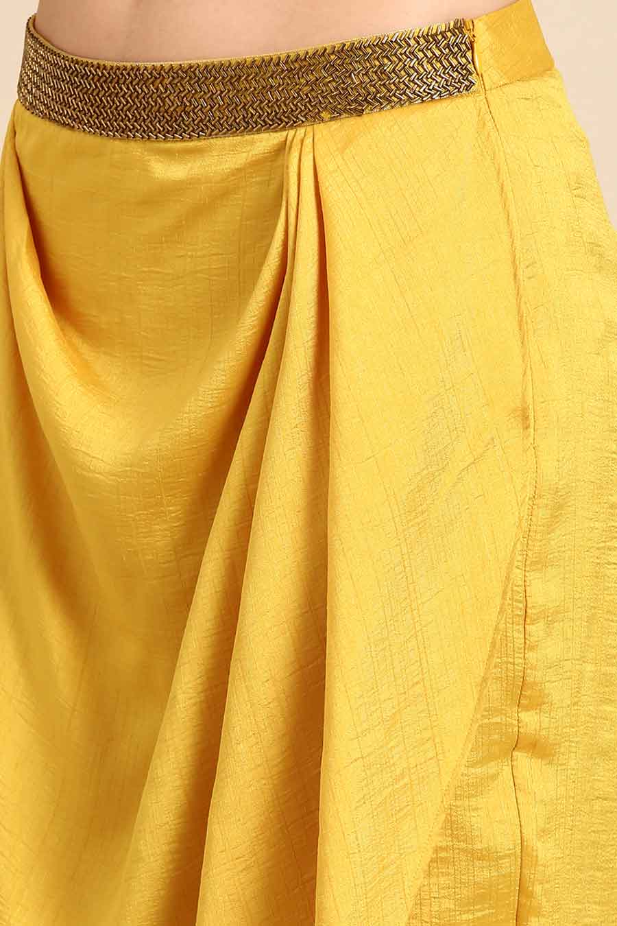 Yellow Draped Cowl Pant