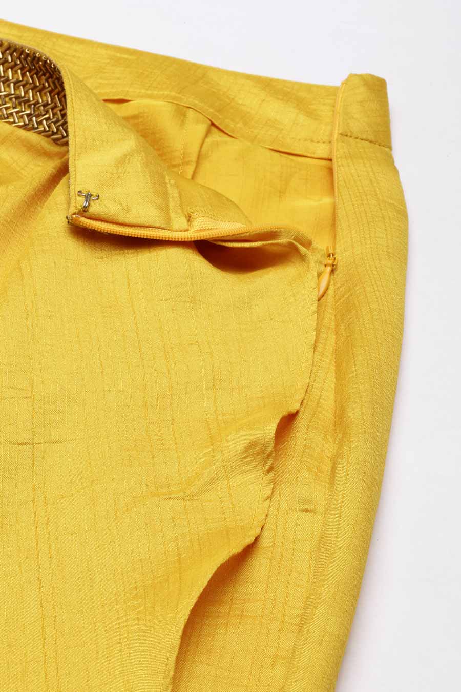 Yellow Draped Cowl Pant