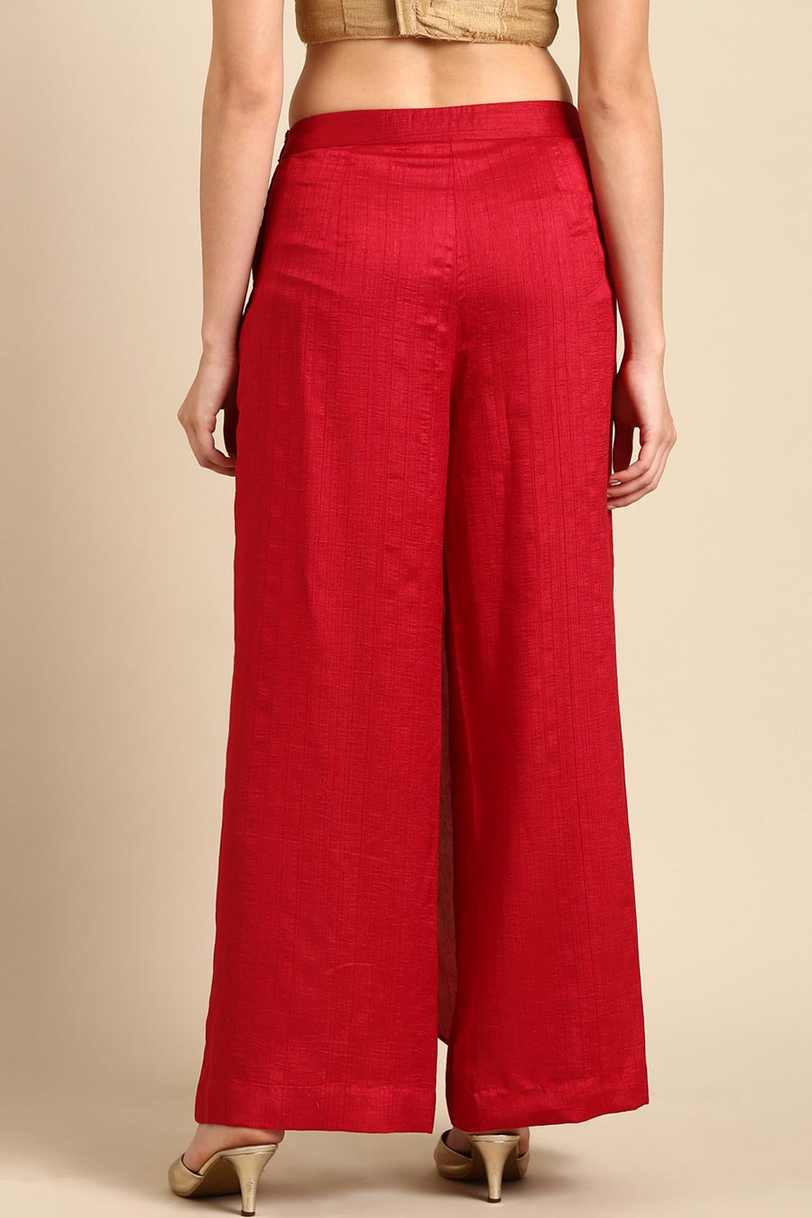 Red Draped Cowl Pant