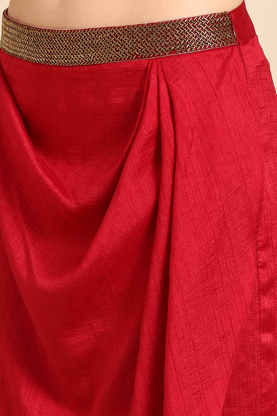 Red Draped Cowl Pant