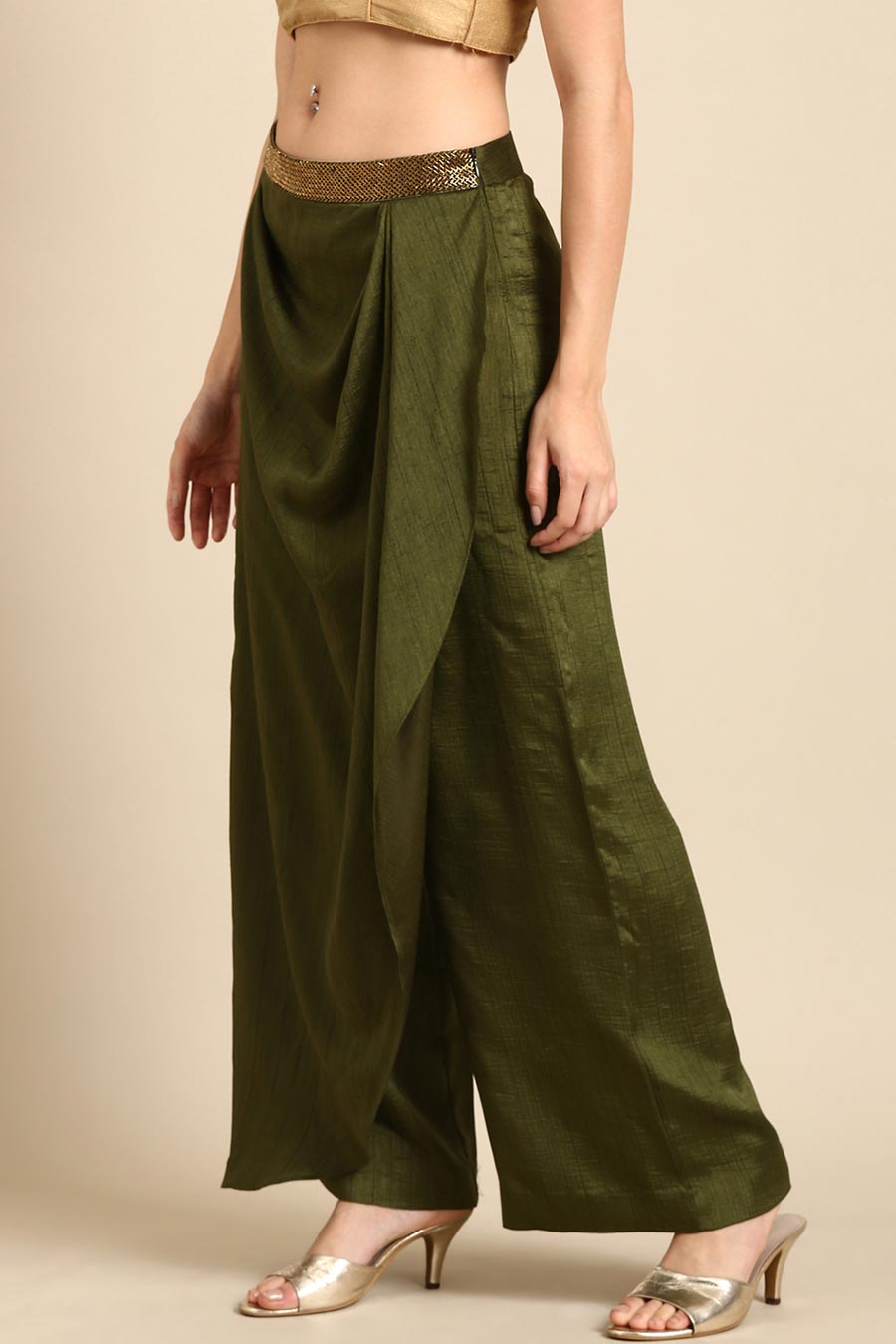 Mehndi Draped Cowl Pant