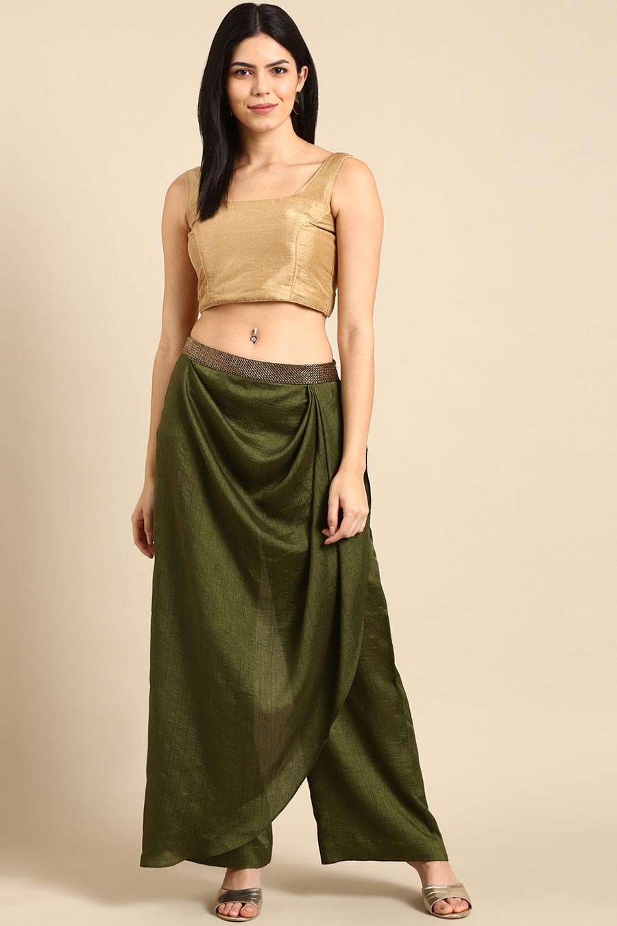 Mehndi Draped Cowl Pant
