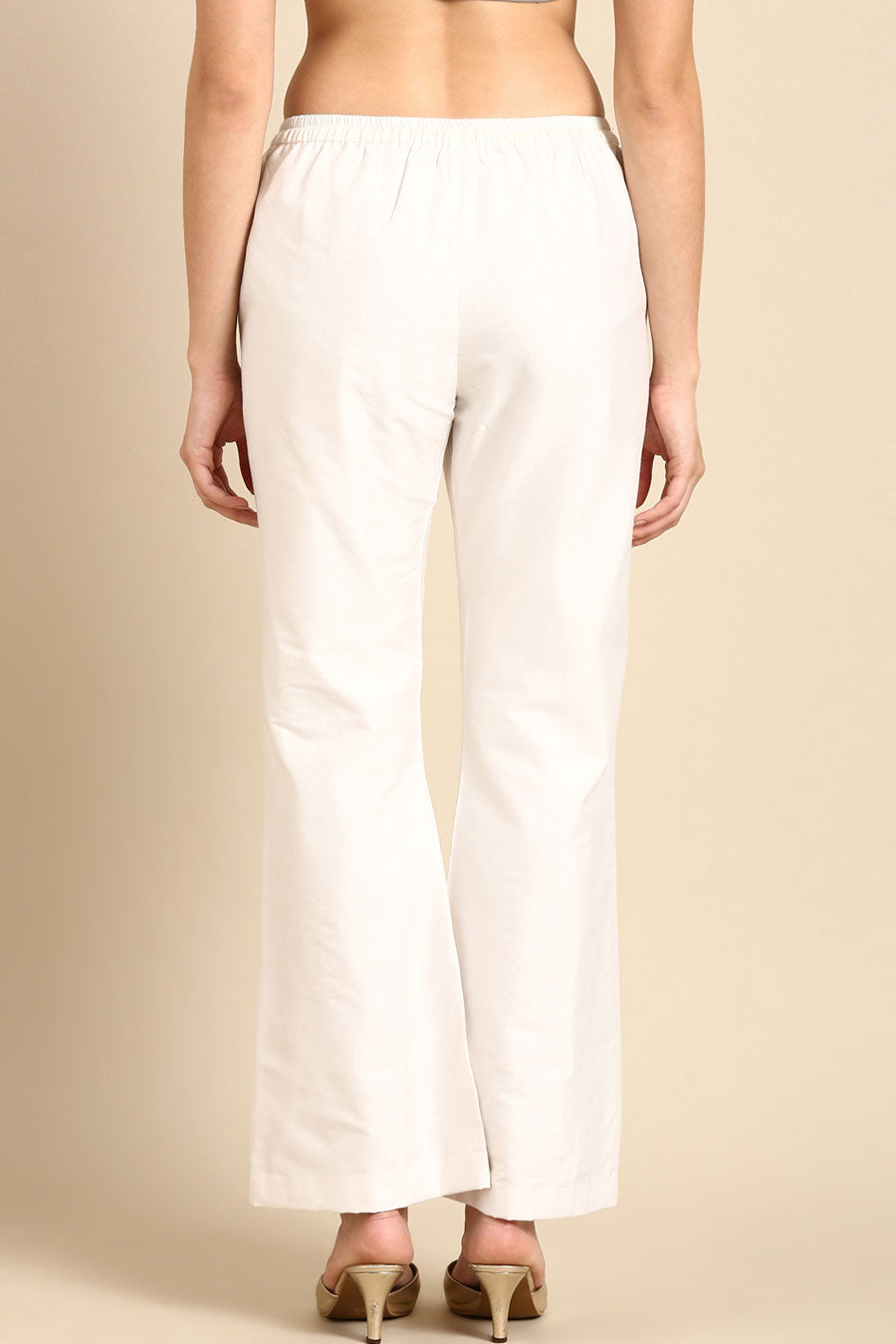 Ivory Embroidered Palazzo Pant