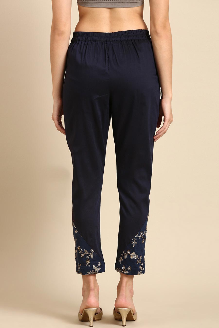 Blue Embroidered Pant