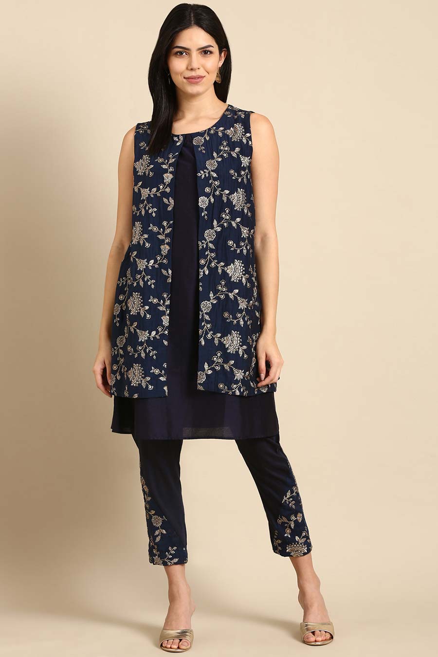 Blue Embroidered Pant