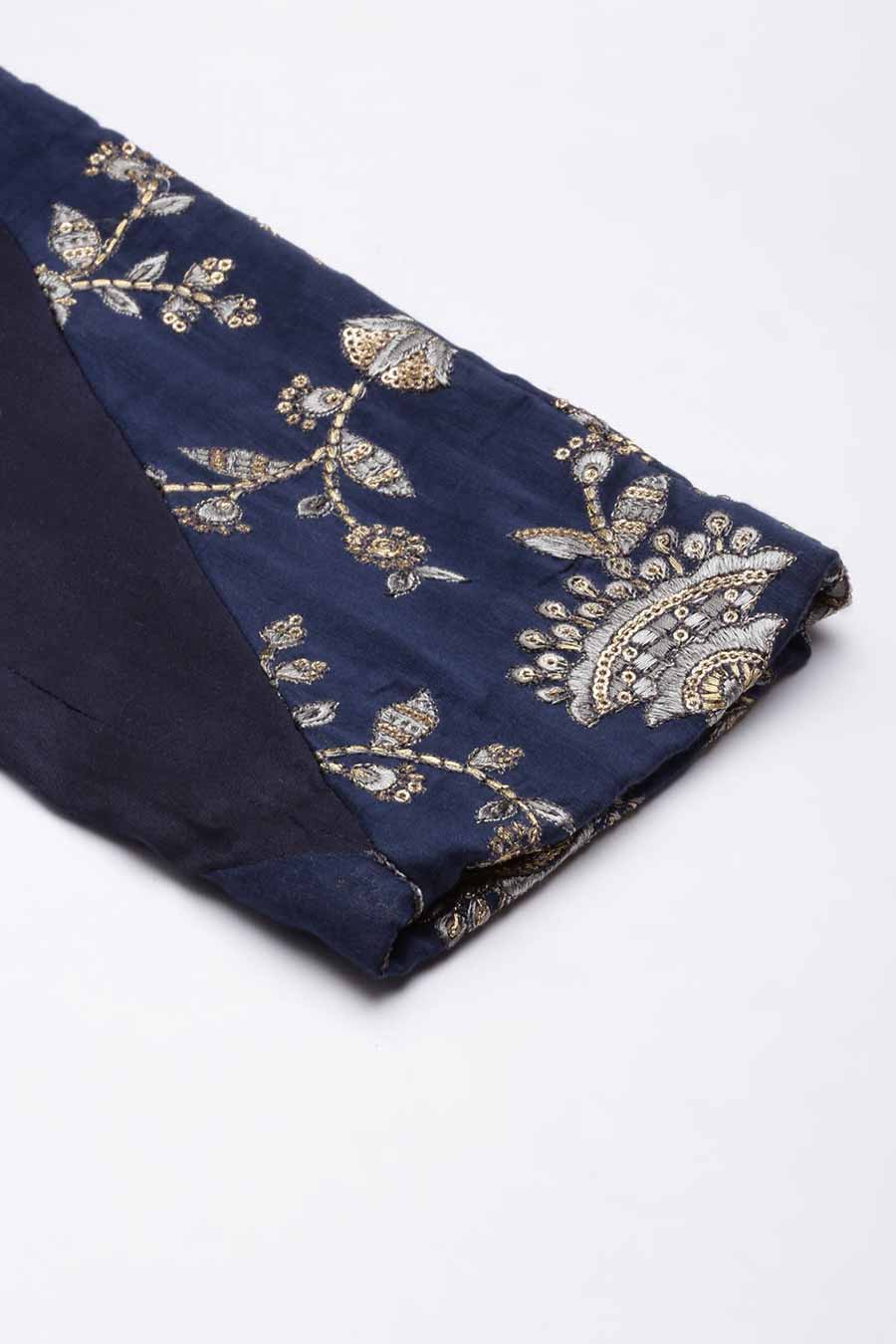 Blue Embroidered Pant