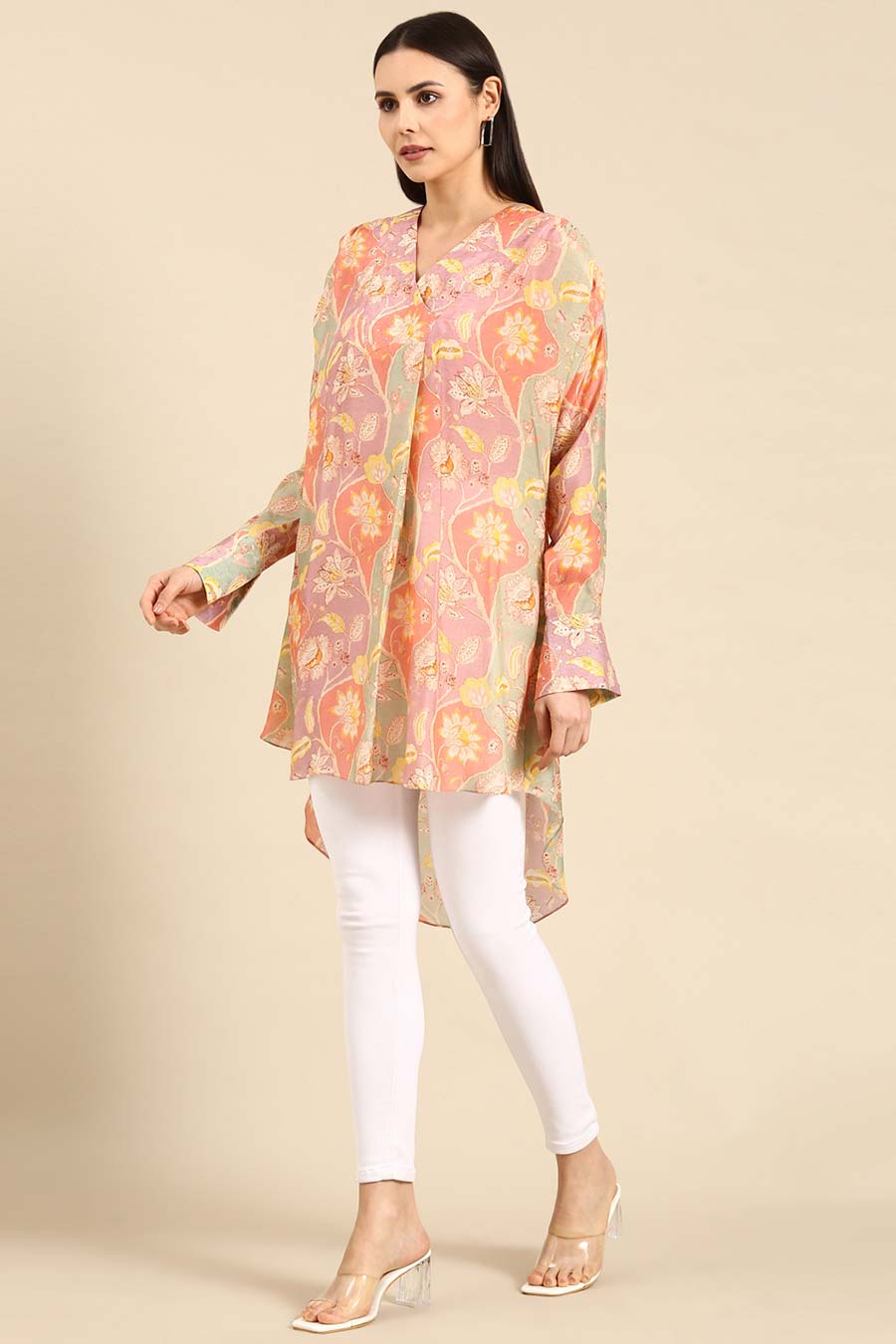 Multicolour Floral Print Muslin Top