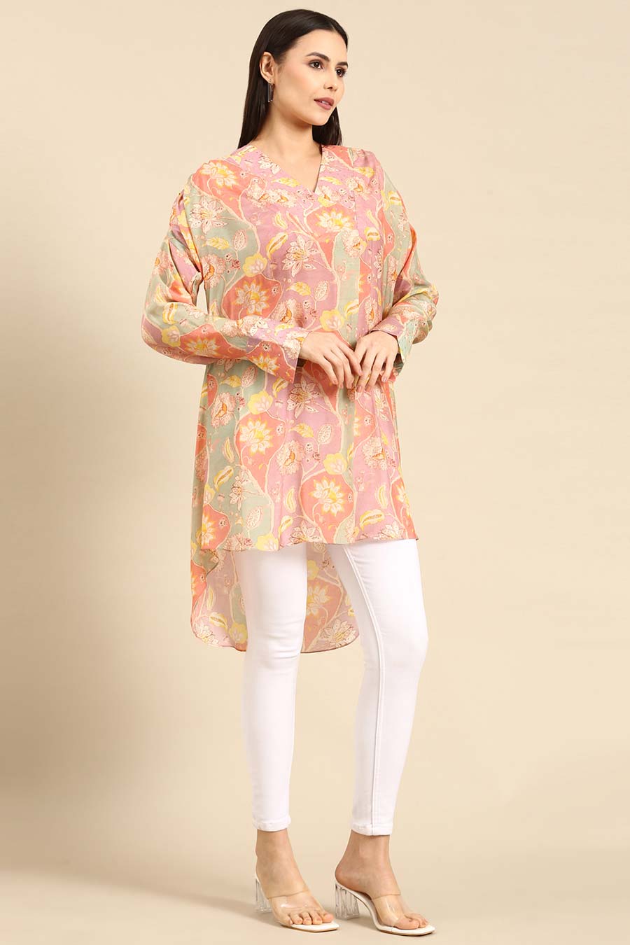 Multicolour Floral Print Muslin Top