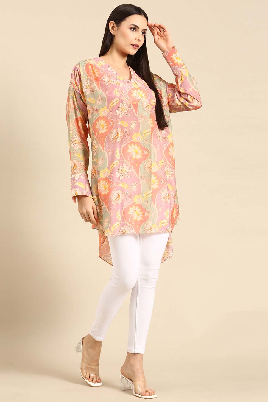 Multicolour Floral Print Muslin Top