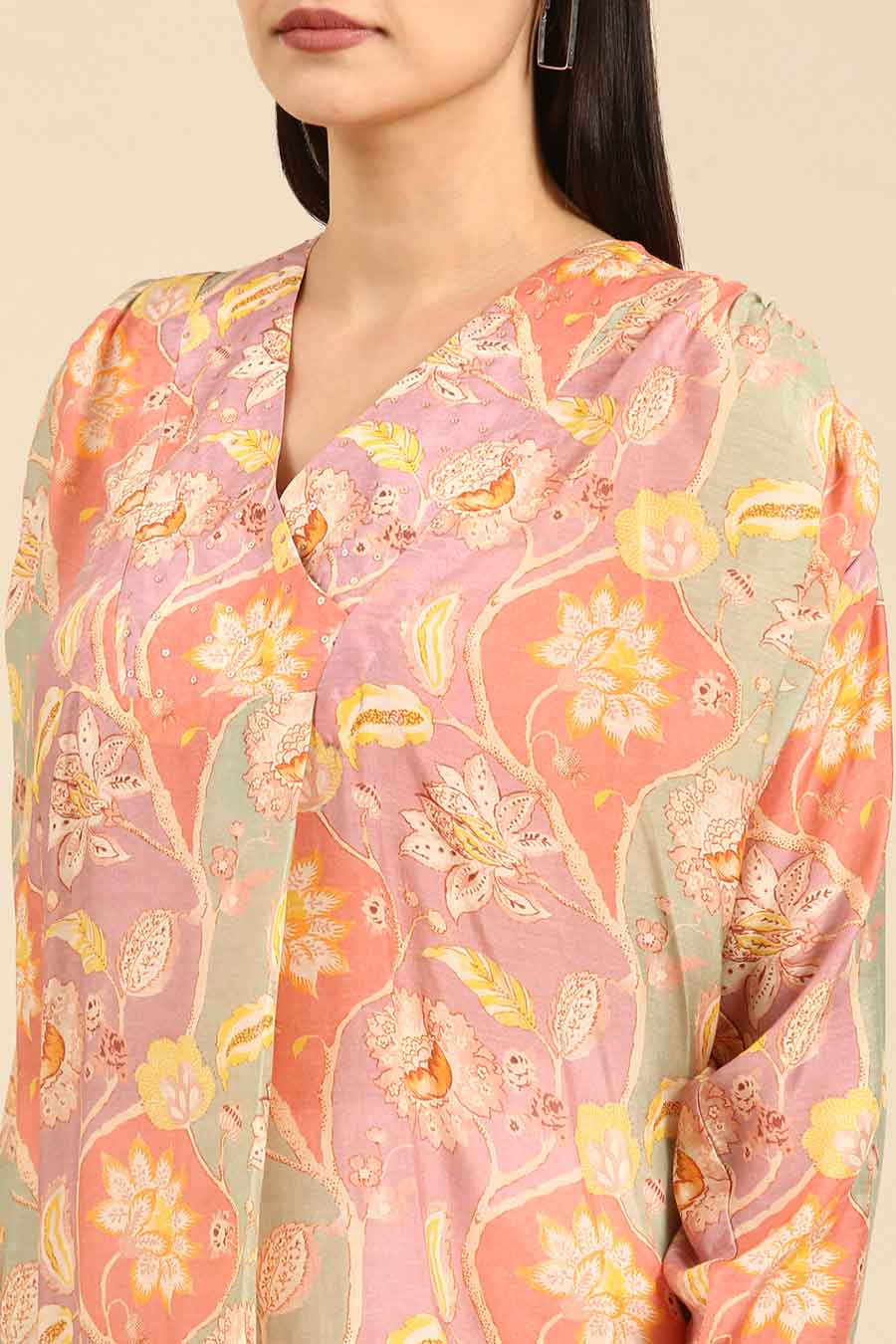 Multicolour Floral Print Muslin Top