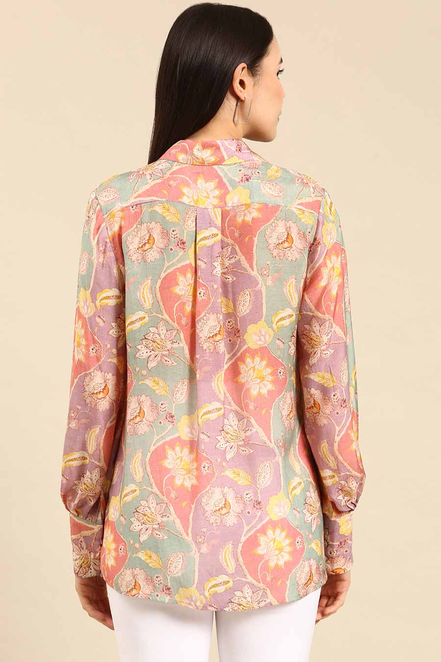 Pastel Floral Print Muslin Shirt