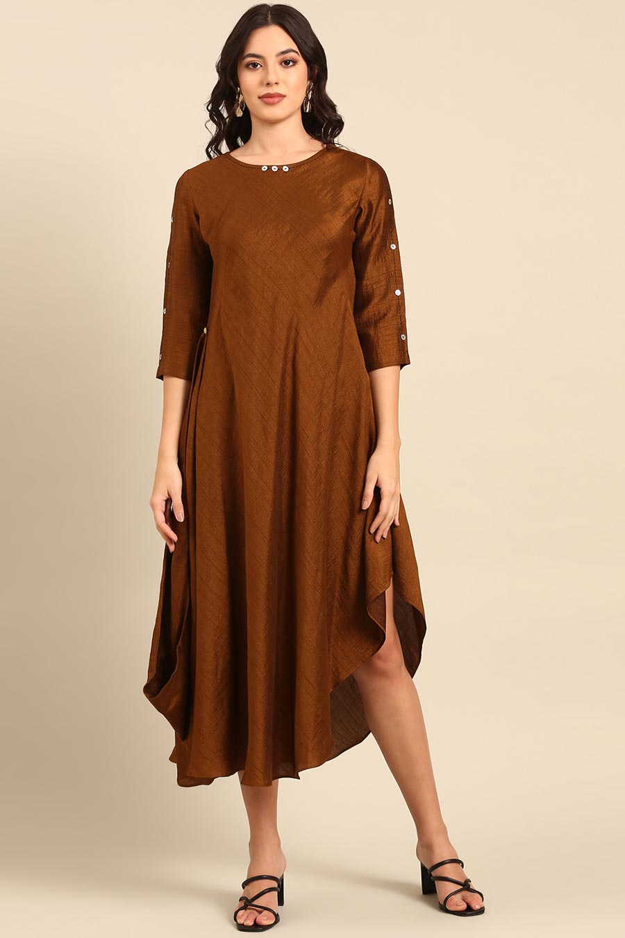 Rust Gold Embellished Dress