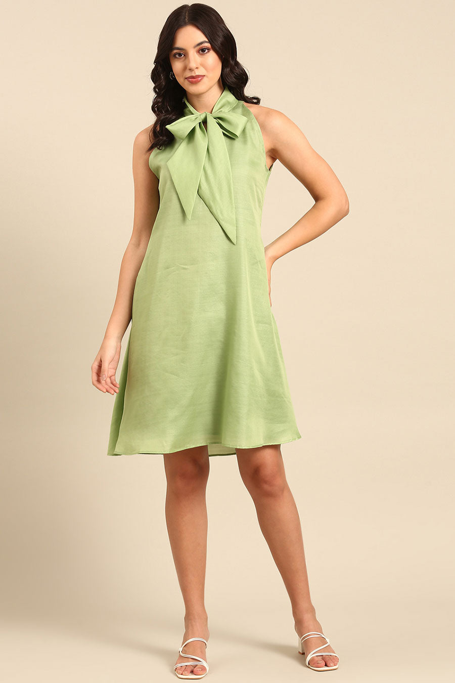 Green Bow Short Dress
