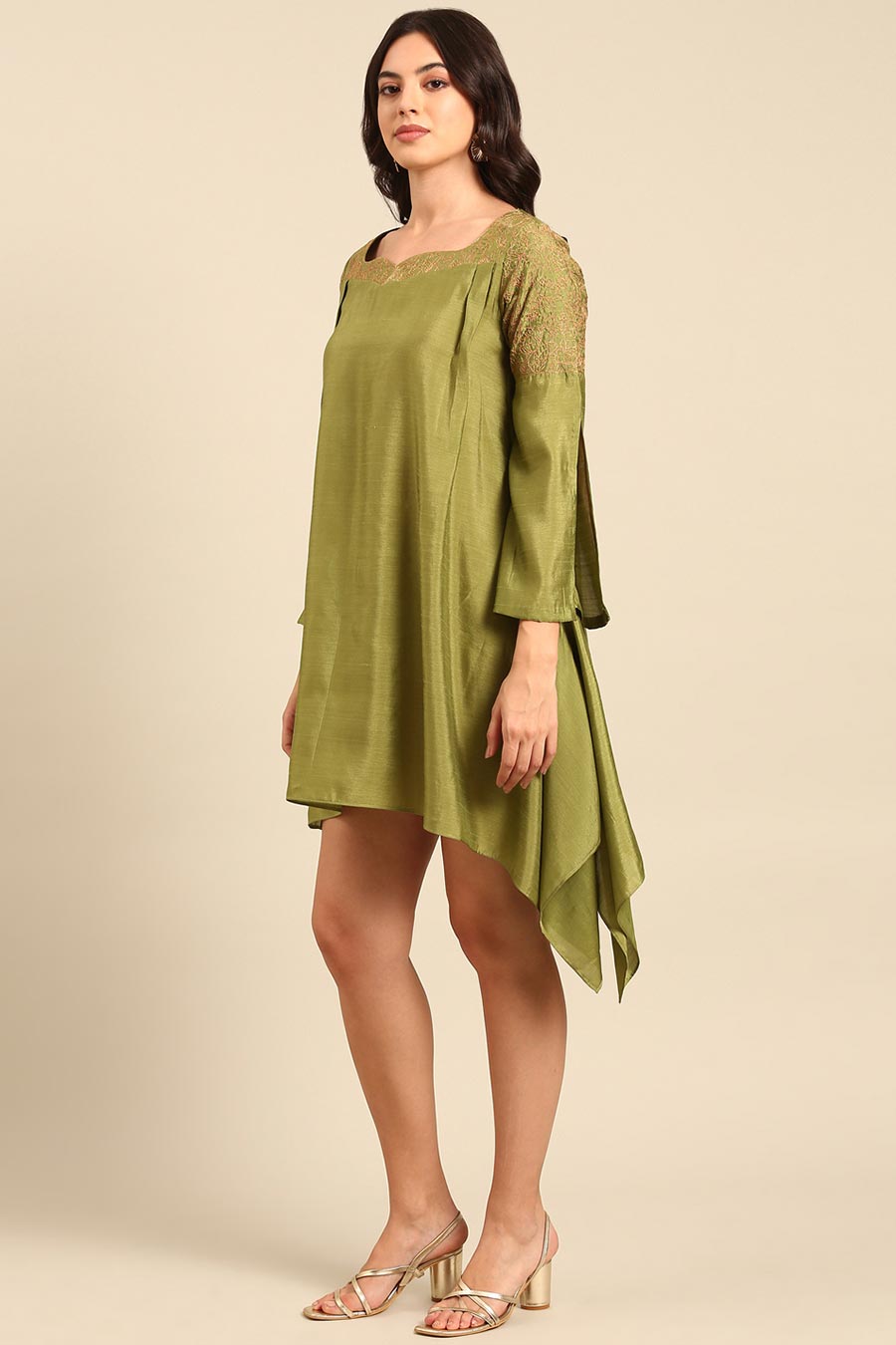 Green Embroidered Dress