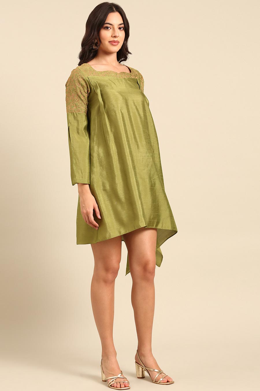 Green Embroidered Dress