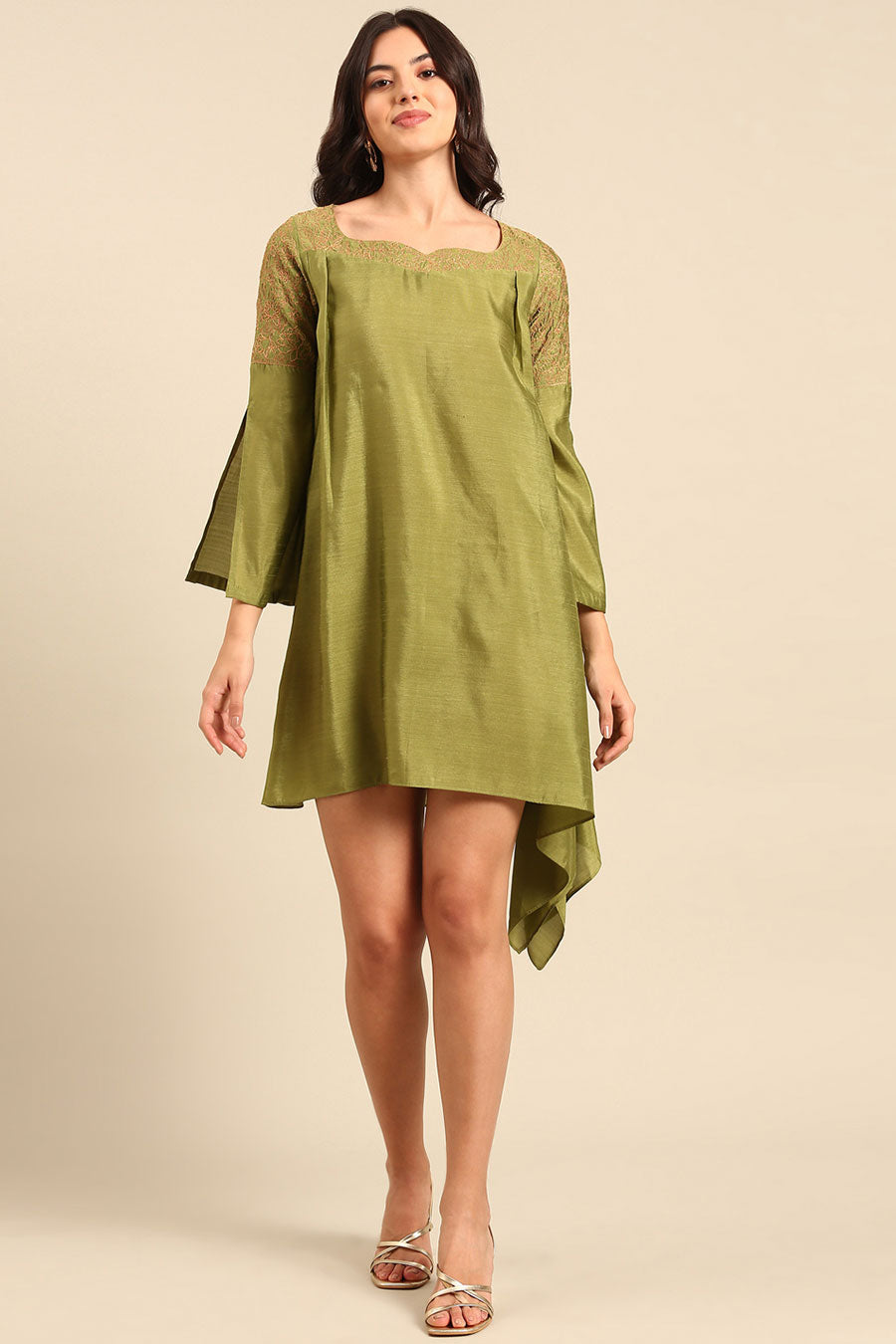 Green Embroidered Dress