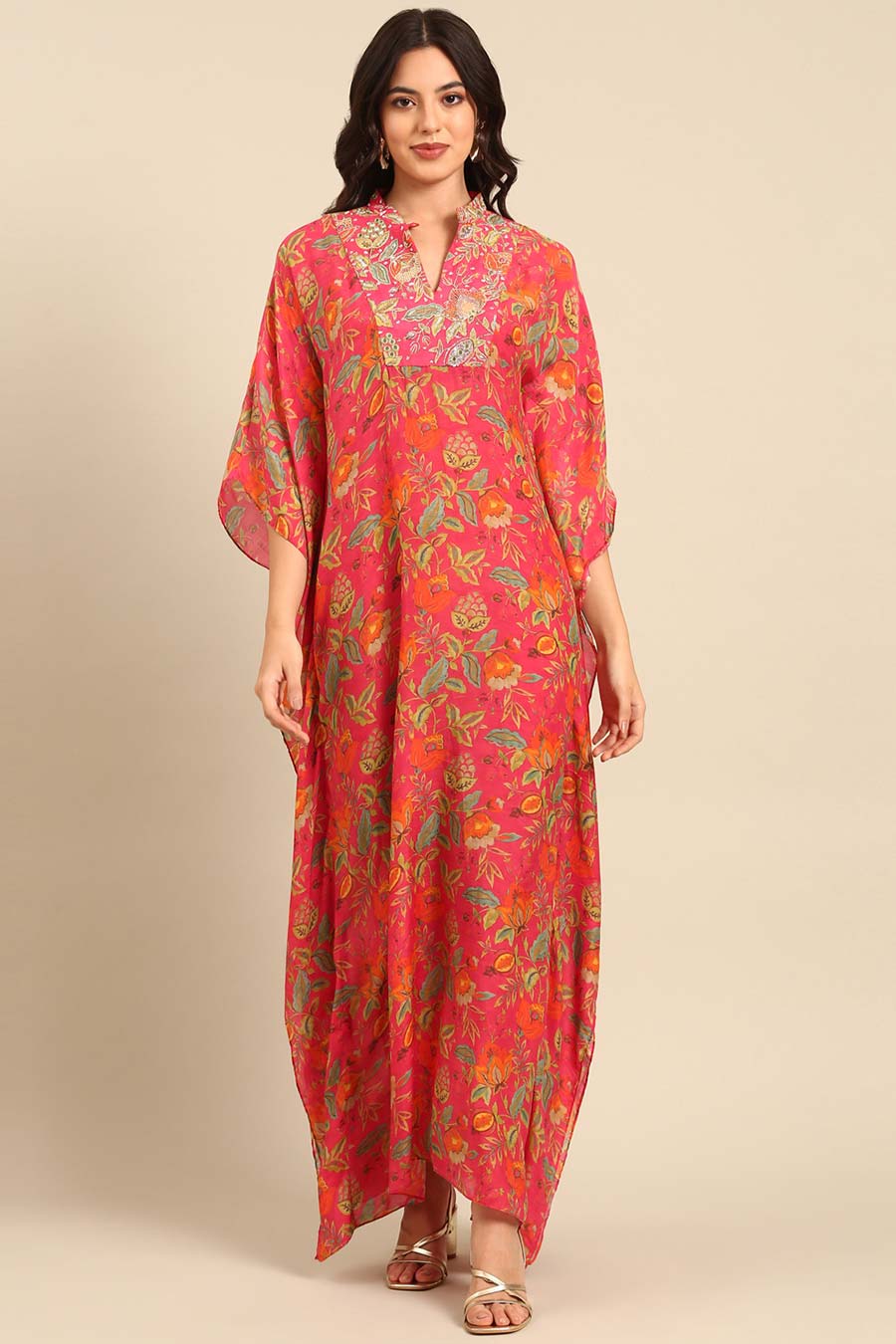 Pink Printed Kaftan