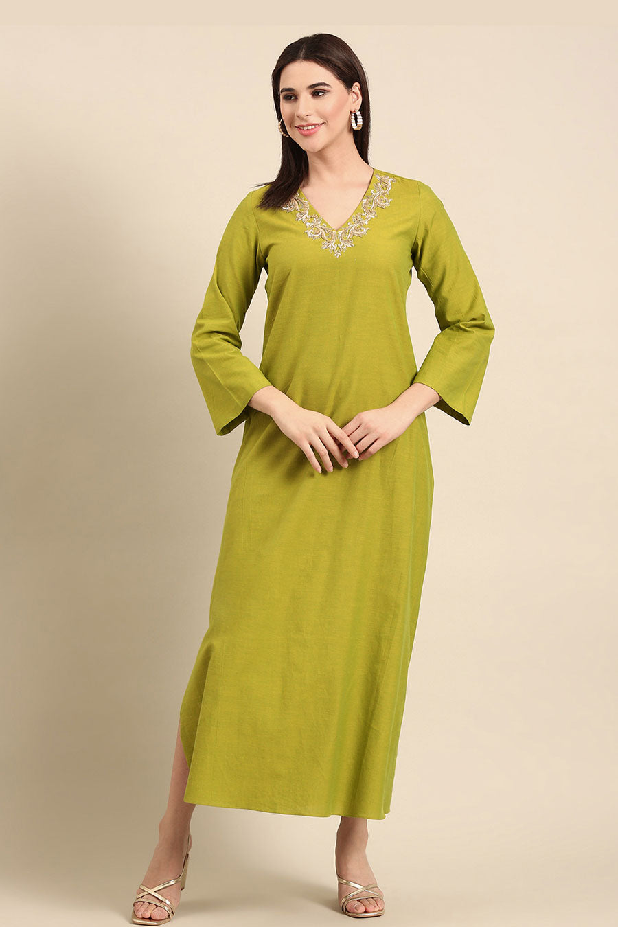 Green Embroidered Dress