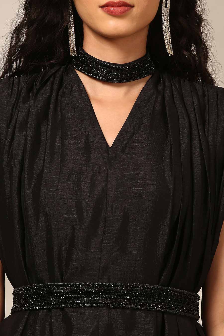 Black Embroidered Gown Dress