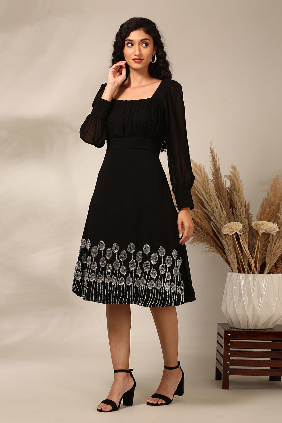 Black Embroidered Dress