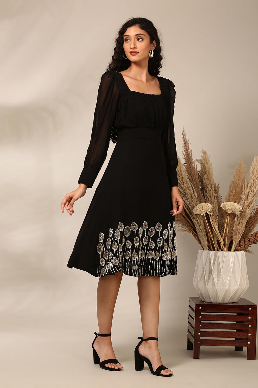 Black Embroidered Dress