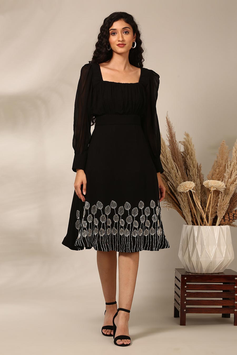 Black Embroidered Dress