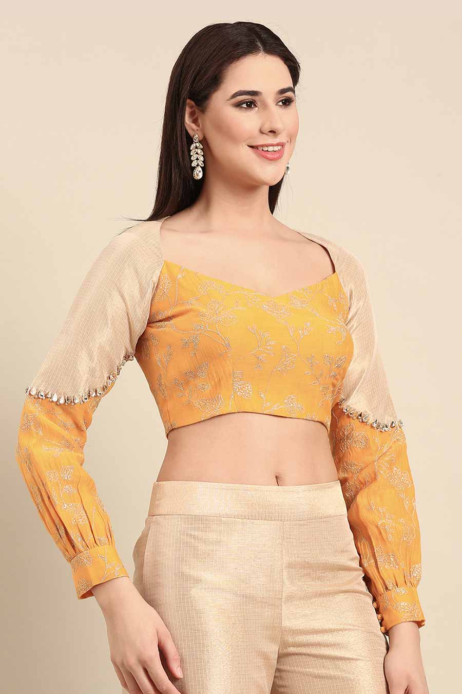 Yellow Gold Sequins Blouse