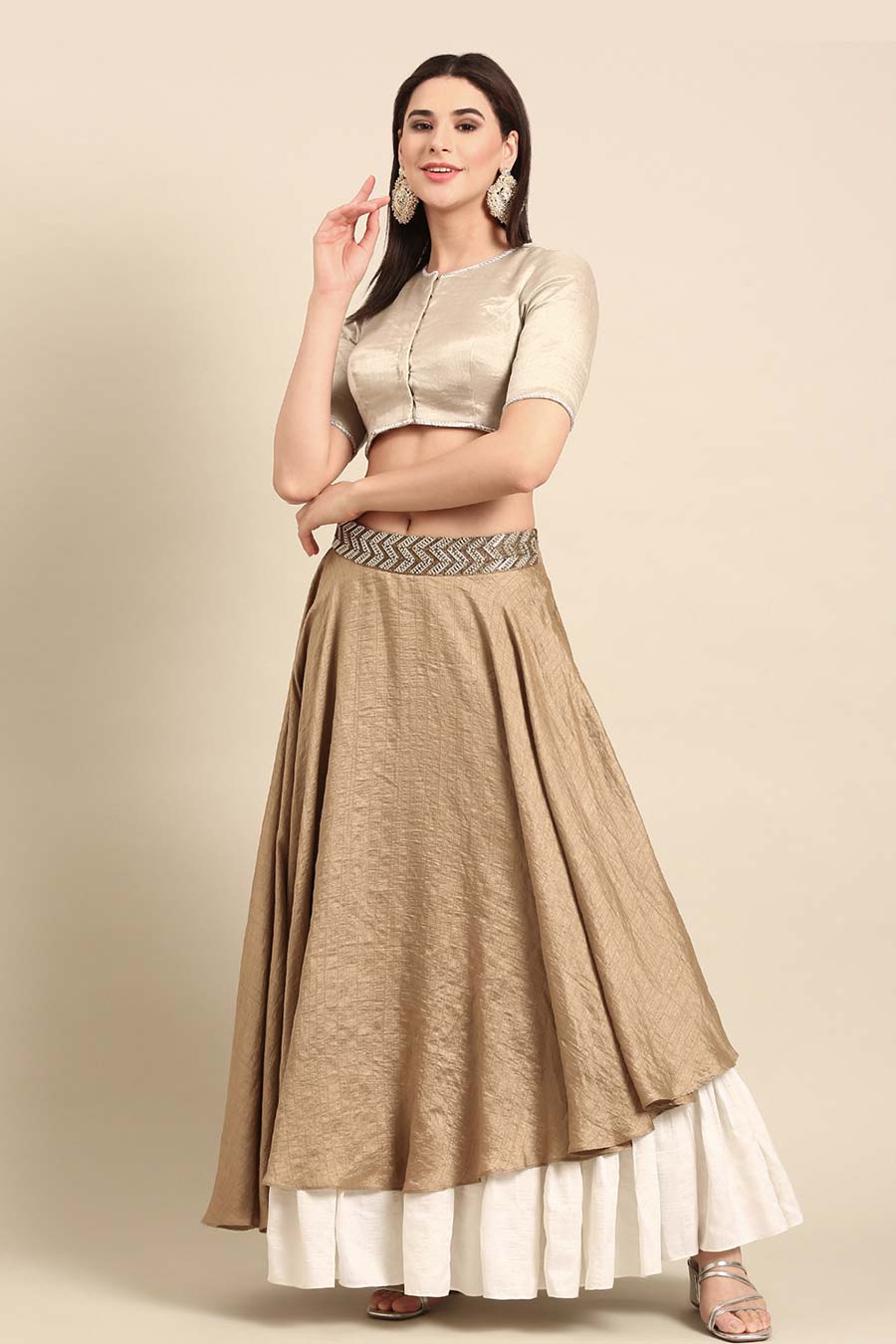 Silver-Gold Tissue Silk Blouse