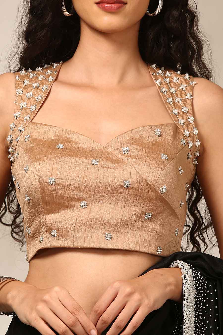 Cream Gold Embroidered Blouse