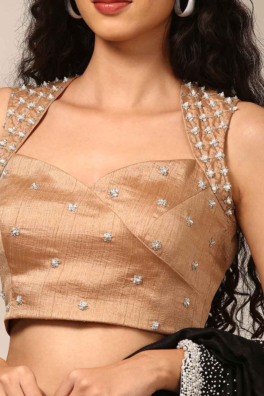 Cream Gold Embroidered Blouse