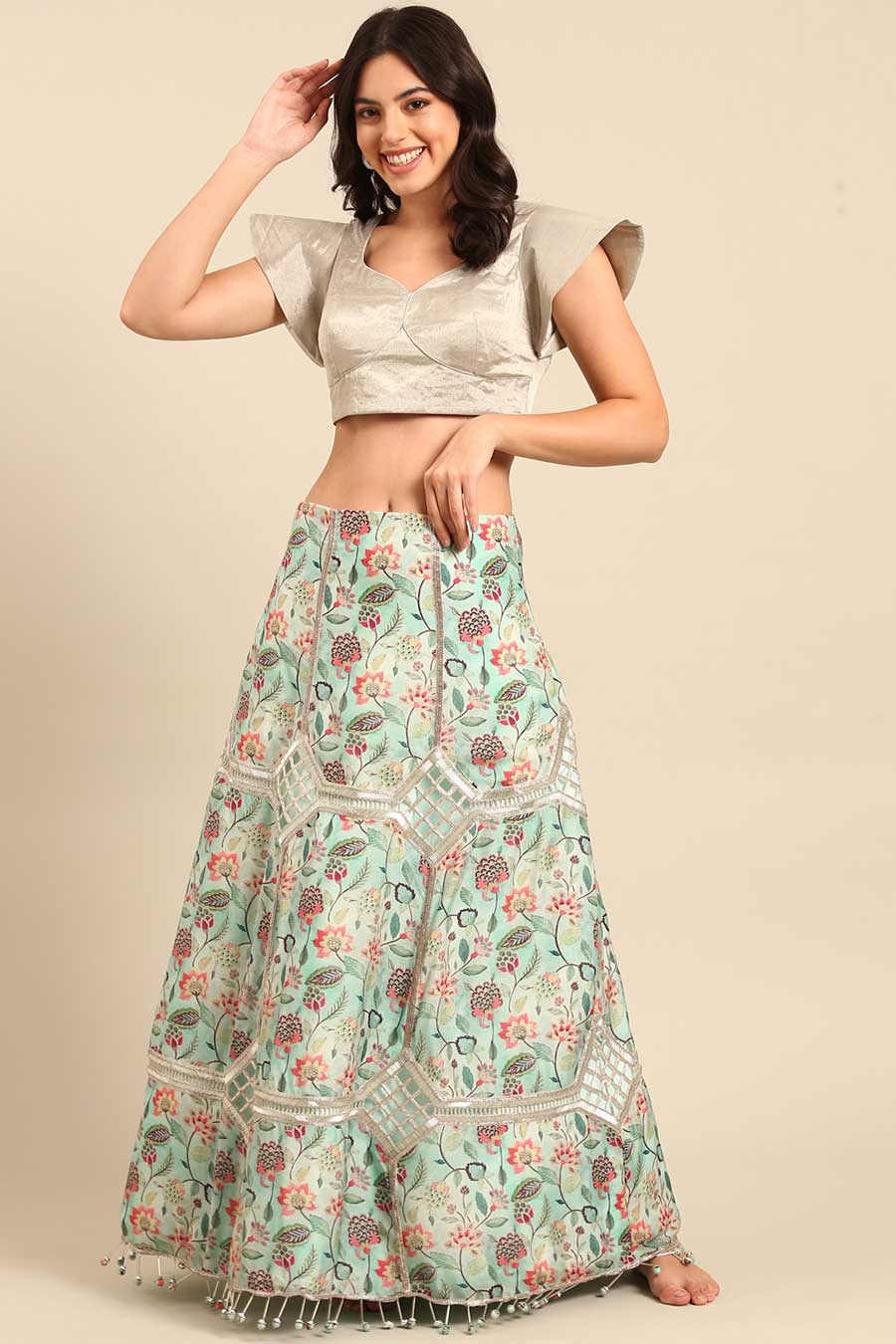 Silver Flared Blouse
